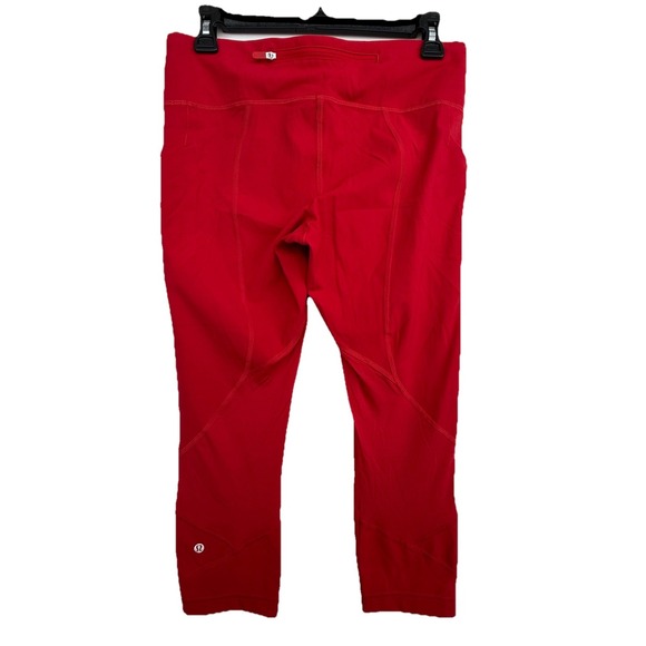 Lululemon Pace Rival Crop 22" Leggings Pocket Red Women's Size 8 - Picture 4 of 7